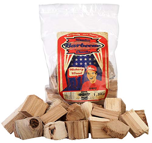 Axtschlag Räucherklötze Hickory, 1500 g XXL Packung sortenreine faustgroße Wood Chunks zum Smoken und Räuchern über längere Zeit, für alle Grills geeignet