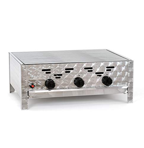 Gasgrill 3-flammiger Edelstahl-Brenner 11kW mit Grillrost, Gastrobräter Profigrill Verein