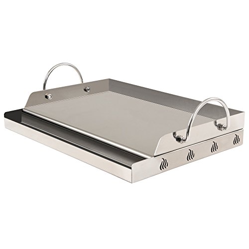 BBQ-Toro Edelstahl Grillplatte | 64 x 40,5 cm | BBQ Plancha passend für Weber Grill | rechteckig, universal | Grillblech für Holzkohle und Gas