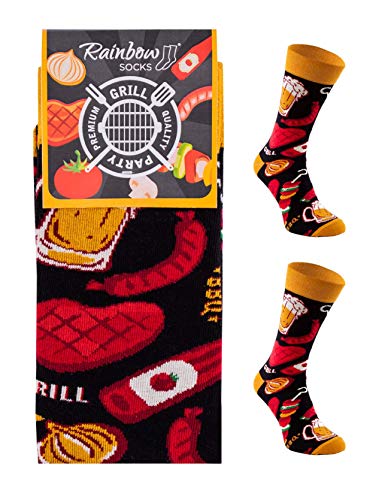 Rainbow Socks - Damen Herren Lustige Party Ankle Socken- 1 Paar - Grill - Größen 41-46