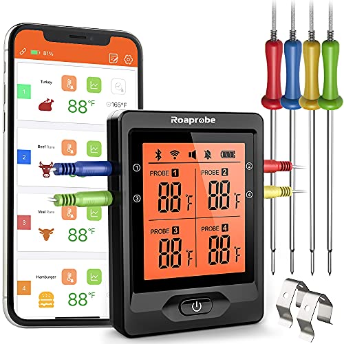 Grillthermometer Bluetooth Thermometer Grill Thermometer Digital App 328ft Funk Grill Thermometer Hintergrundbeleuchtung und Wiederaufladbarem Grillthermometer