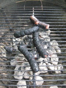 burned hot dogs